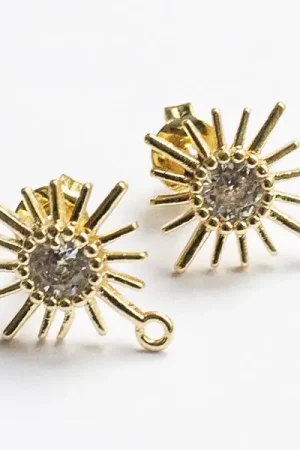 Commander Maintenant Paire de boucles d'oreilles soleil - doré à l'or fin 18K - 14 mm