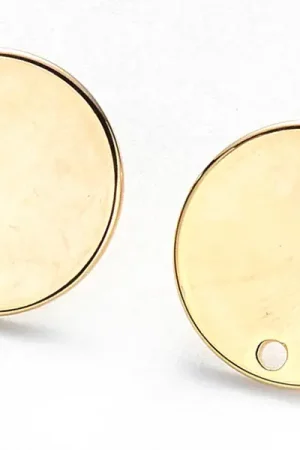 Soldes Paire de boucles d'oreilles puces 18K - doré à l'or fin - 15 mm