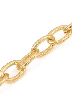 Chaîne maillons ovales effet torsadé 10 x 6,5 mm- doré à l'or fin 18 K x 20 cm Achat Immédiat