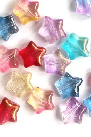 Prix Bas 20 perles en verre - étoile couleur variées - 8 mm