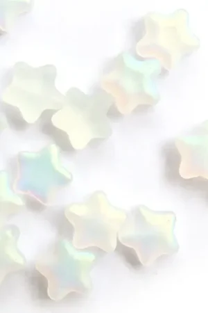 20 perles en verre - étoiles blanc fumé irisé - 8 mm Promotion