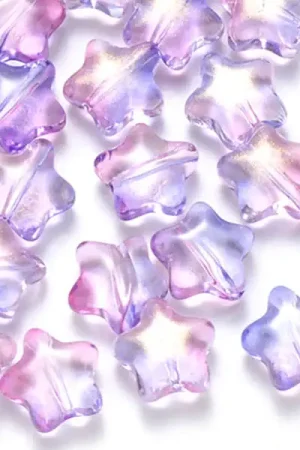 Promotion 20 perles en verre - étoiles violet dégradé - 8 mm