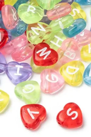 200 perles cœur en plastique - lettres alphabet - 11 mm Must-Have