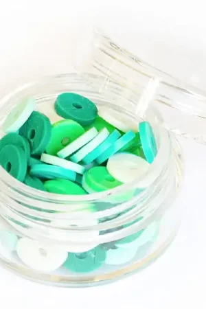Boite de perles rondelles heishi 6 mm - assortiment vert Acheter En Ligne