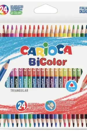 Prix Cassé 24 crayons de couleur bicolores - soit 48 couleurs - Carioca