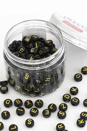 Pot perles lettres – Noires Quantité Limitée