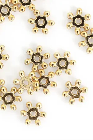 Boite de 20 perles heishi intercalaire - Fleur dorée 6x2mm Dernier Modèle