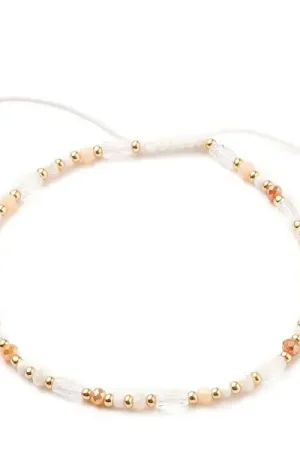 Bracelet fin en perles de verre - rose - taille ajustable Produit De Marque