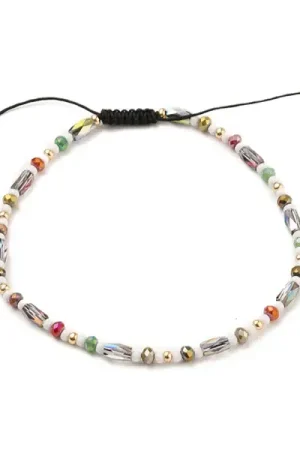 Meilleur Prix Bracelet fin en perles de verre - multicolore - taille ajustable