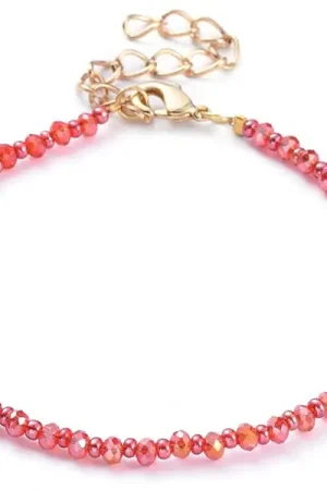 Bracelet à perles de verre - rouge irisé Offre Du Jour