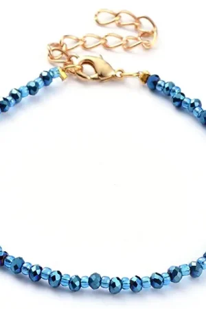 Certifié Bracelet à perles de verre - bleu irisé