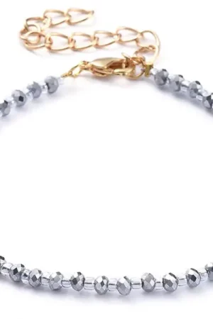 Bracelet à perles de verre - bleu irisé Offre Spéciale