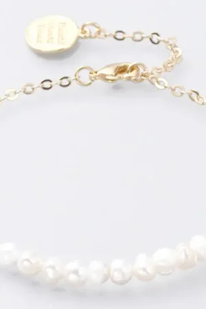 Acheter Direct Bracelet avec véritables perles de culture et chaine doré à l'or fin 18K