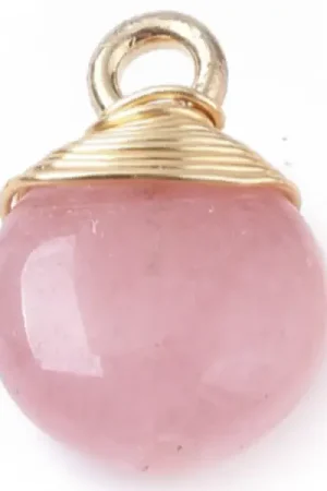 Prix Promo Pendentif en pierre naturelle - Jade Rose - rond - 15 x 11 mm