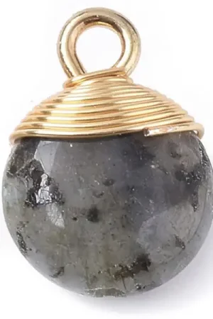 Pendentif en pierre naturelle - Labradorite - rond - 15 x 11 mm Meilleur Choix