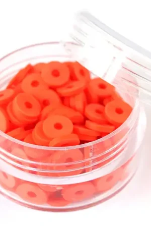Boite de perles rondelles heishi 6 mm - rouge tomate - rouge orangé Authentique
