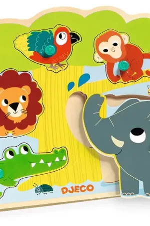 Retour Gratuit Puzzle sonore en bois - Baobab - les animaux de la savane