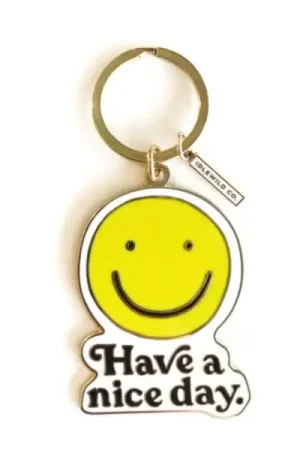 Remise Grand porte-clés sourire jaune "Have a nice day" Idlewild
