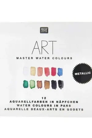Acheter Direct Coffret aquarelle - couleurs métallisées - 12 demi godets