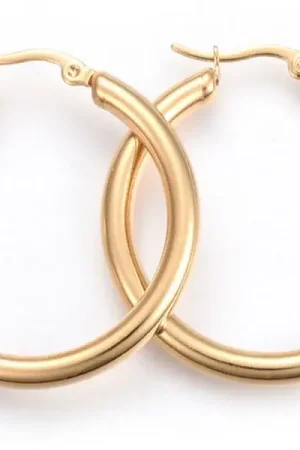 Boucles d'oreilles créoles - acier inoxydable doré - 39 mm Offre Exclusive