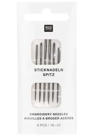 Assortiment de 6 aiguilles noires mattes broderie - Rico design Meilleur Choix