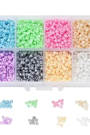 Boite d'assortiment de perles de rocaille - 8 couleurs Haute Qualité