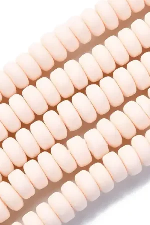 Boite de perles heishi épaisses 6 mm - Beige nude Promotion