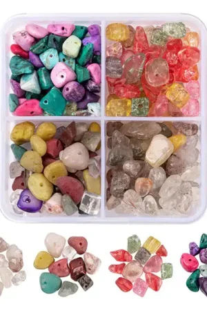 Boîte de 4 compartiments de perles naturelles et synthétiques Offre Exclusive