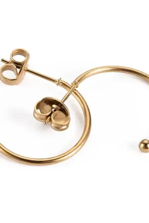 Boucles d'oreilles demi-créoles pour perles heishi - Doré à l'or fin 18k - 19 x 20 x 1.5 mm Prix Bas