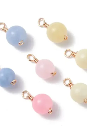 Certifié Lot de 10 pendentifs ronds en jade teintée