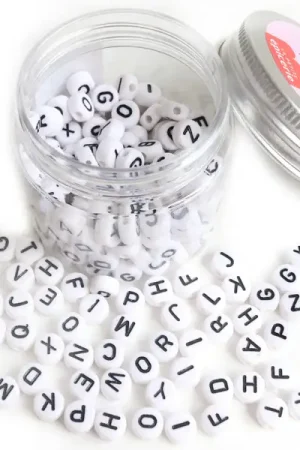 Paiement Sécurisé Pot perles lettres – Blanc et noir