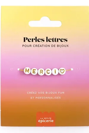 Perles lettres "Merci" pour bracelet à personnaliser Commande En Gros