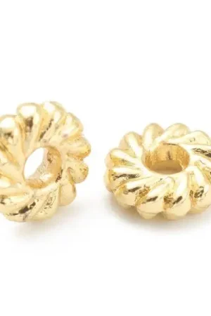 Lot de 20 perles intercalaires disque fleurs - Doré à l'or fin Bon Marché
