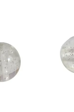 Super Prix Lot de 50 perles rondes en acrylique transparentes - Pailleté argenté