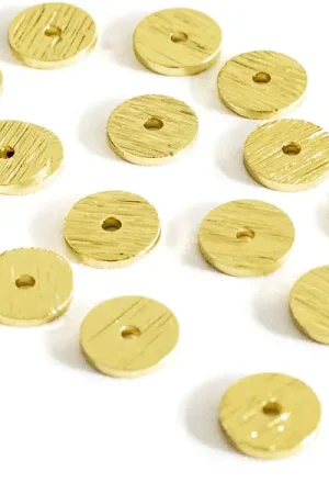Authentique Lot de 20 perles intercalaires rondes texturées - Doré à l'or fin