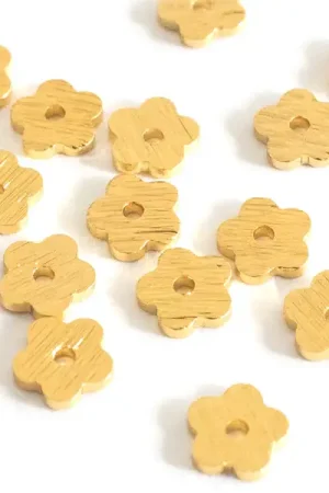 Lot de 20 perles intercalaires fleurs texturées - Doré à l'or fin Nouvel Arrivage