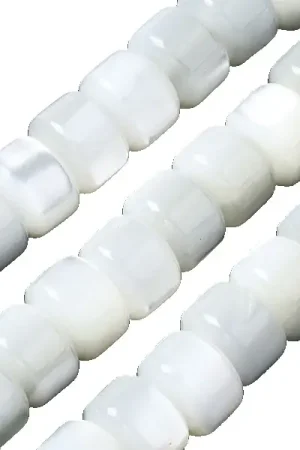 Usine Directe Lot de 20 perles colonnes 6 mm - Coquille de trochid - Blanc