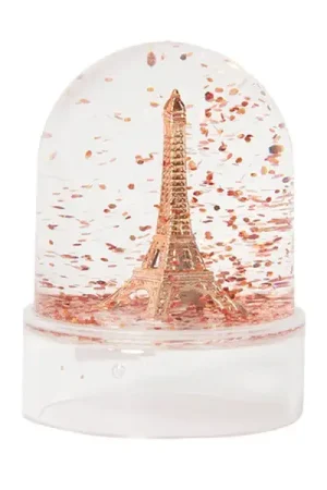 Usine Directe Mini-boule à neige Tour Eiffel cuivrée - Paillettes cuivrées