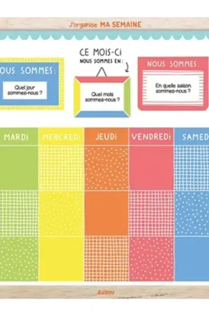 Tableau J'organise ma semaine - Auzou Dernier Modèle