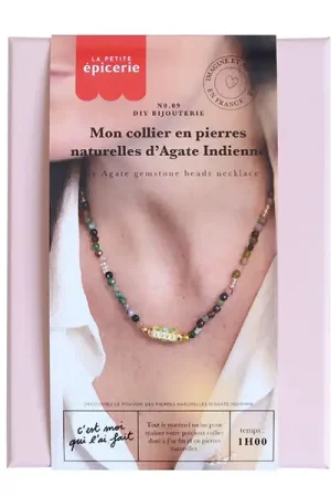 Expédié Aujourd'hui Kit DIY Bijouterie - Mon collier en pierres naturelles d'Agate Indienne