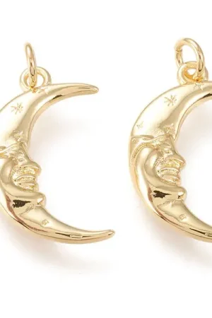 Pendentif lune - Doré à l'or fin 18k - 20 mm Achat Immédiat