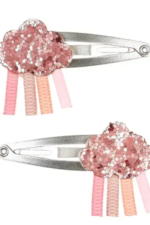 Lot de 2 Barrettes Kayla - Nuage rose à paillettes Prix Bas