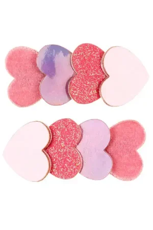 Lot de 2 Barrettes Samantha - Coeurs roses Prix Bas