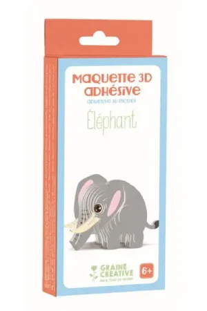 Petit Prix Maquette adhésive en carton 3D - Éléphant