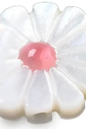Perle pâquerette à cœur émaillé corail - 12 mm Jusqu'à Épuisement Des Stocks