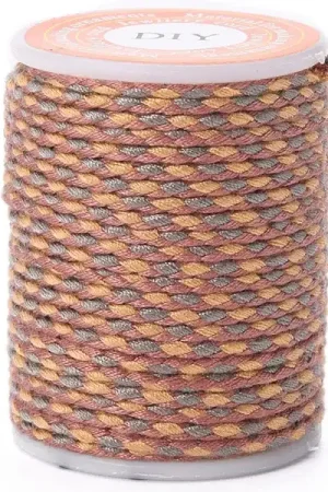 Bon Marché Bobine de 4 m de cordon en coton tressé - Bordeaux, orange et gris