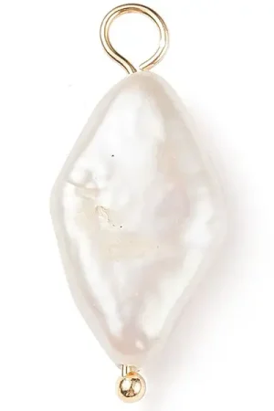 Pendentif losange en perle de culture - Doré à l'or fin 18K - 23x 10 mm Pas Cher