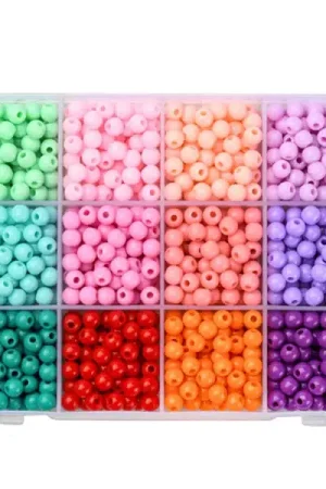Boîte de 1500 perles - 18 couleurs de perles opaques en plastique - 6 x 5 mm Vente Directe