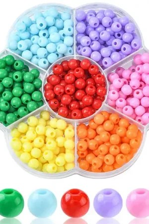 Boîte de 490 perles opaques rondes - 7 couleurs - 6 mm Vente Flash