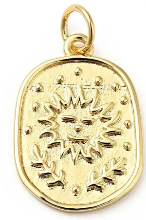 Retour Gratuit Pendentif soleil doré à l'or fin 18K - 18 x 13 mm